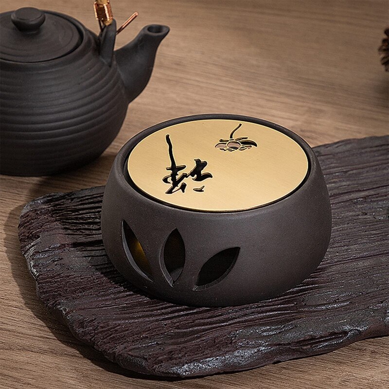 Practical Ceramic Teapot Warmer Holder Base Tea Warmer Insulation Base Tea Coffee Water Warmer Hollow Candle Heating Base Holder