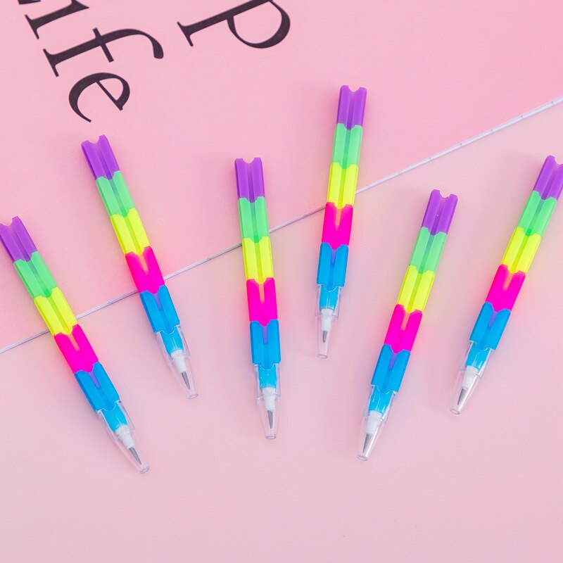 4pcs Rainbow Pencil HB Plastic 8 Knots Splice Kawaii Student Stationery Kids Penci School Office Writing Supplies