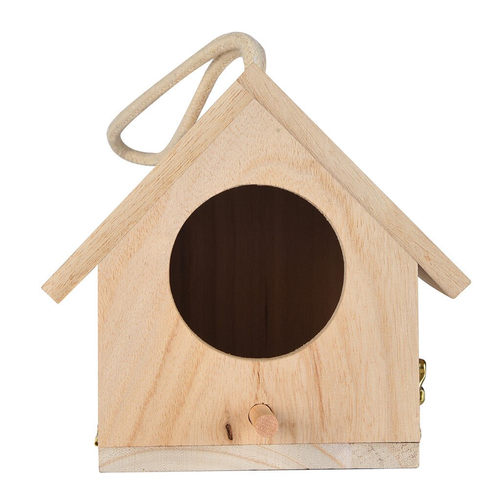 Wooden Bird House Breeding Cage Box Feeding Nest Garden Backyard Balcony Pendant Simulation Fence Birdhouse Home Decora: Default Title