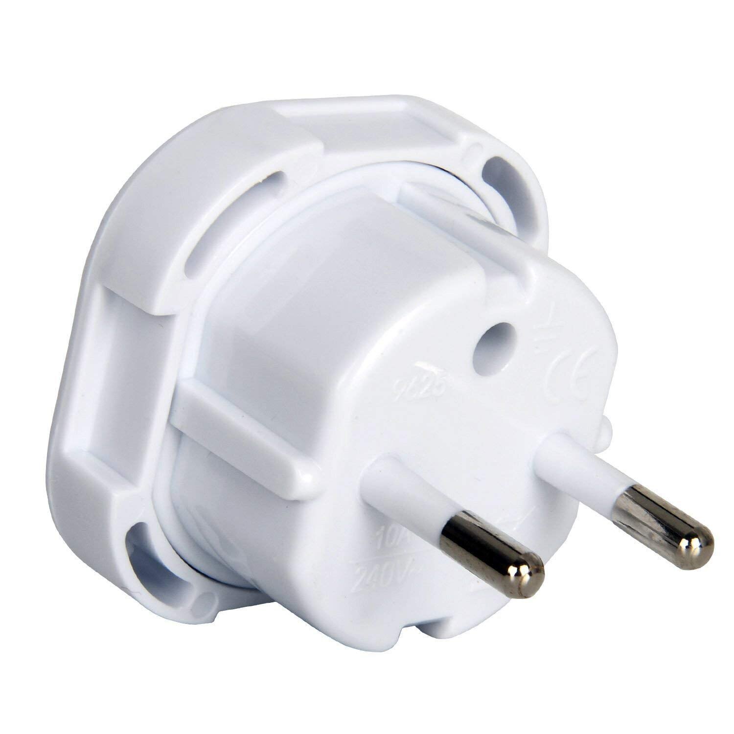 Travel Adapter UK To EU Euro European Adapter White Plug 2 Pin - Pack of 5