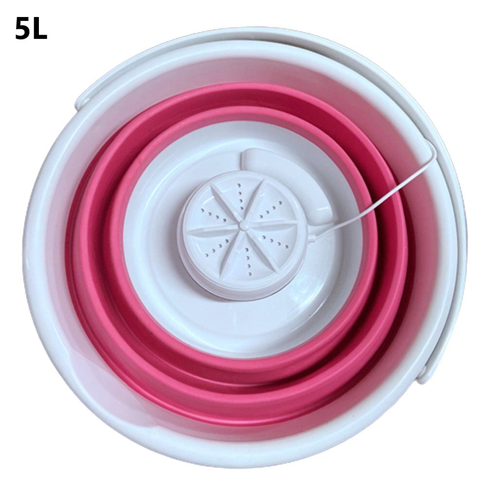 Ue/usa składana pralka ultradźwiękowa turbosprężarka mini pralka mini skarpetki i majtki czyszczenie artefaktu: różowy-5L