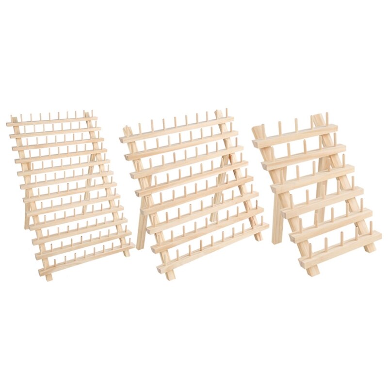 Foldable Wooden Thread Holder 30/80/120 Spools Sewing Embroidery Thread Rack Organizer Wall Hanging Cones Stand Shelf Needlework