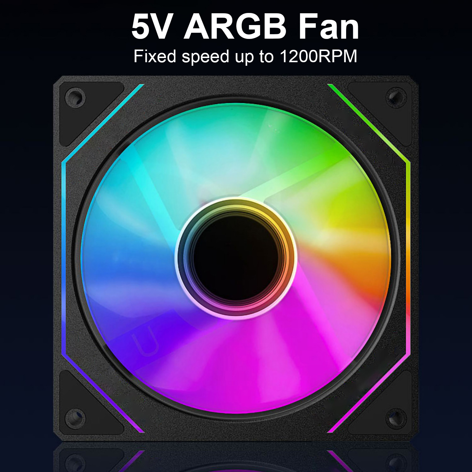 Computer Chassis Fan 12cm ARGB 4 Pin Quiet Cooling Fan 12V Large Air Volume 56.8CFM/600-1500RPM