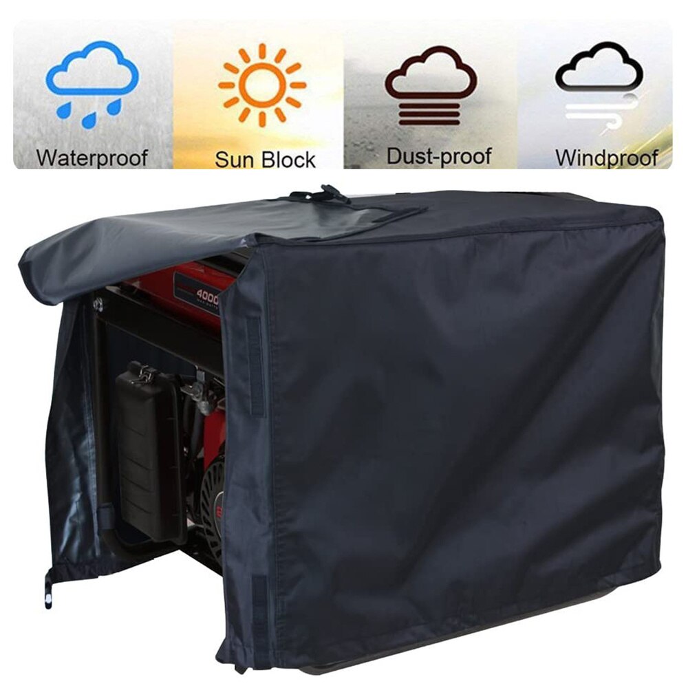 210D Outdoor Black Weatherproof Waterproof Generator Cover Most Generators All-Purpose Windproof Protective Cover 3 Sizes