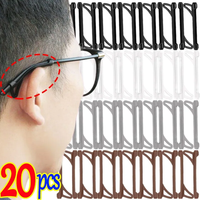 Crochet d'oreille antidérapant en Silicone, 2/20 pièces, poignée pour lunettes, bouchon de jambe, accessoires de fixation, pointe de tempe, support pour lunettes