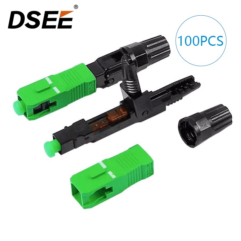 100pcs FTTH SC APC Single Mode Fiber Optic SC APC Quick Connector SC APC FTTH Fiber Optic Fast Connector: Default Title