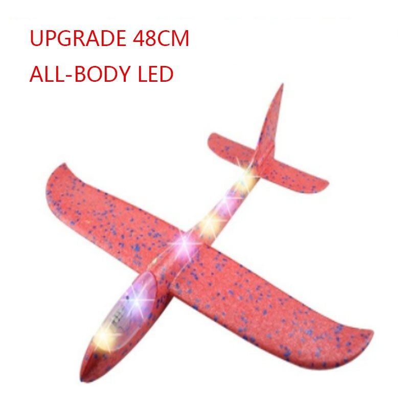 48CM Manual Throwing Foam Aircraft Manually Launching Aircraft Toys Educational Model Toys Children&#39;s Outdoor Sports Games Toys: full LED Red 48cm