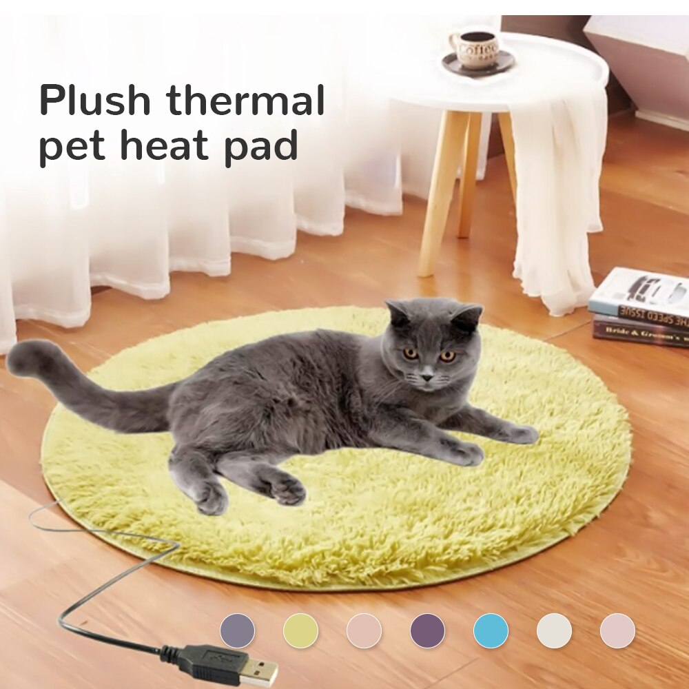 Lækagesikker kattehund opvarmningspude kæledyr elektrisk varmelegeme tæppe plysmåtte seng varmt tæppe usb dyr sengevarmermåttepude 40cm