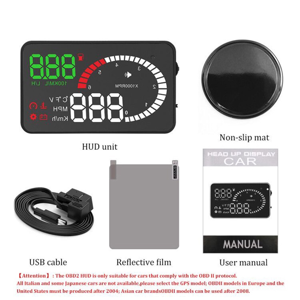 Hud OBD2 Kopf hoch Anzeige OBD Auto Tacho X6 3 "OBD2 Speedo Über Geschwindigkeit Spannung Alarm Windschutzscheibe Projektor OBDii stecker