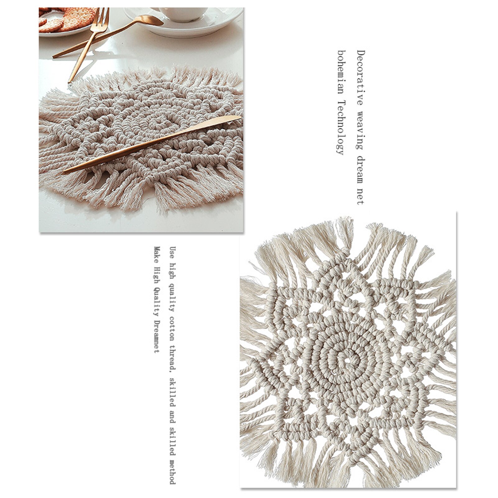 Nordisk rundvävd solrosvärmeisolering macrame placemat kuddeunderlägg