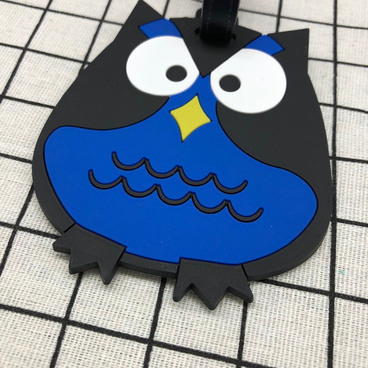 Suitcase Owl Luggage Tag Cartoon ID Address Holder Baggage Label Silica Ge Identifier Cute Travel Accessories