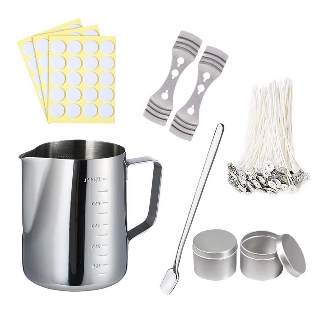 Stainless Steel Beginners Candle Making Kit Craft Tools Wicks Sticker DIY Handemade Fixator Home Rust Resistant Pouring Pot Safe: 2