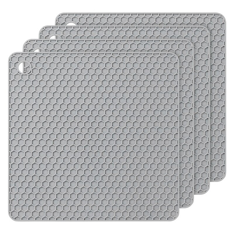 Square Honeycombs Placemat Food-Grade Silicone Heat Insulation Mat Anti-Scald Thickened Microwave Oven Mat DAG-ship