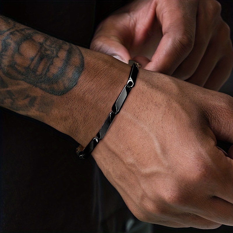 1pc mode titanium stalen herenarmband, gedraaide bamboebladketting mode veelzijdige armband voor mannen en vrouwen