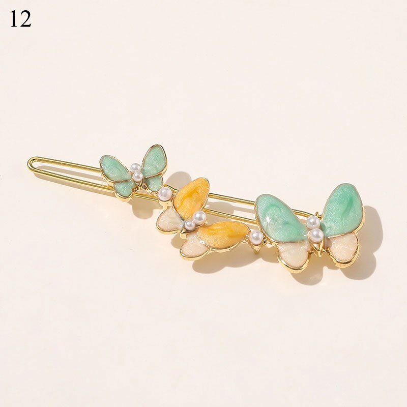 Vintage coloré perle épingles à cheveux géométrique papillon fleurs étoiles lune style pinces à cheveux doux coréen Barrette cheveux accessoires: 12
