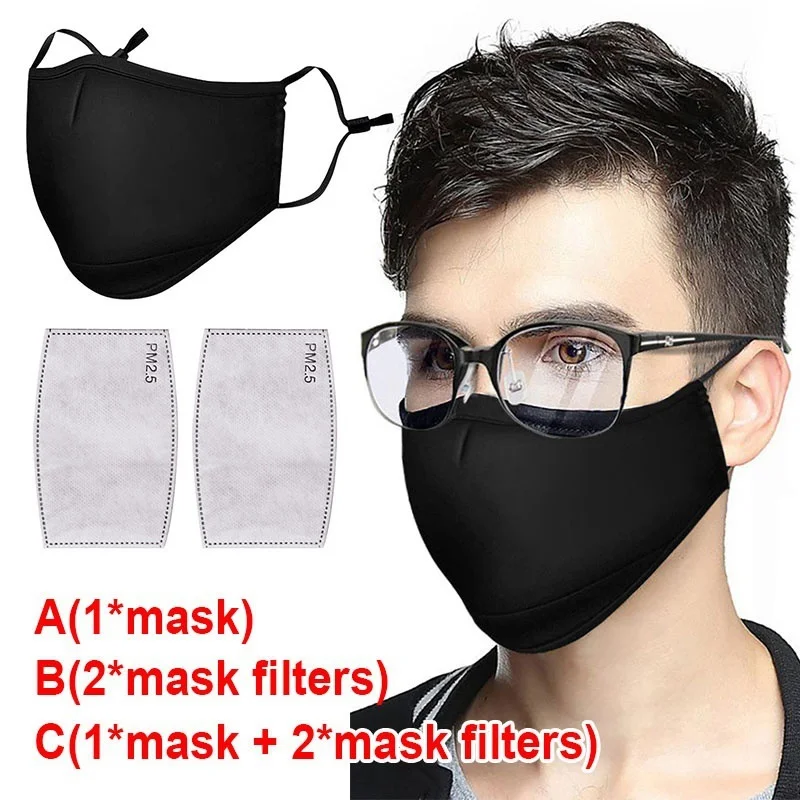 Baumwolle schwarz Maske Mund Gesicht Anti Staub pm2.5 Aktivkohle filter Stoff masken wasch bar wieder verwendbar