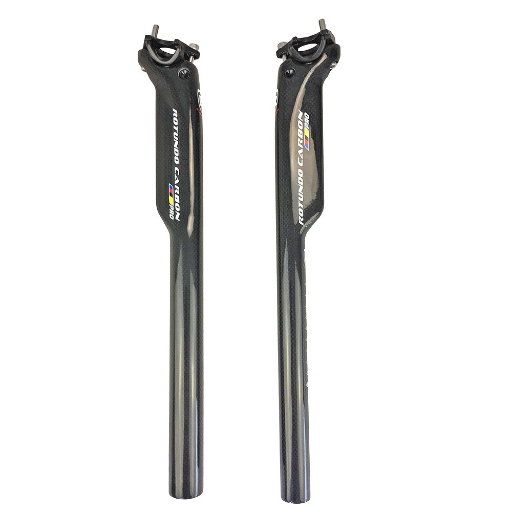 ROTUNDO-tija de sillín de bicicleta, fibra de carbono, tubo para asiento de bicicleta de montaña, 27,2/30,8/31,6mm, 3k, brillante, ciclismo