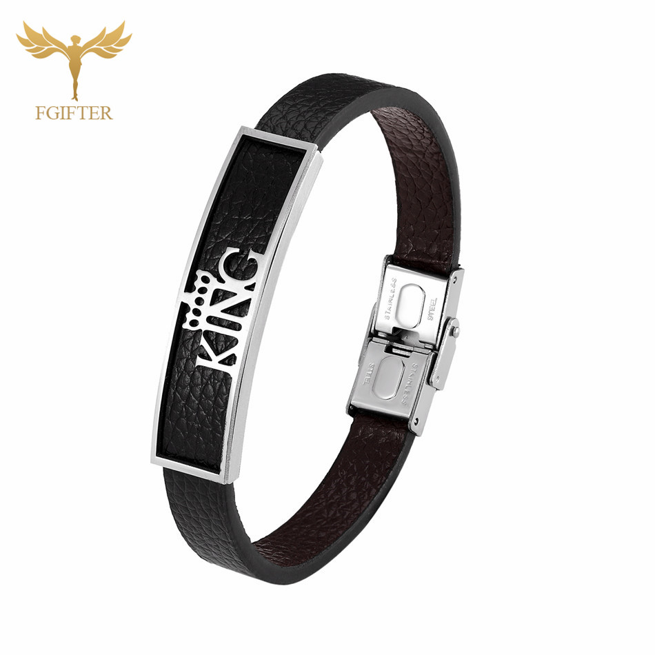 Cool Man Bracelet Jewelry King Bracelet Stainless Steel Accessories Adjustable Multilayer Leather Jewelry Armband: 17cm / REDDISH BROWN