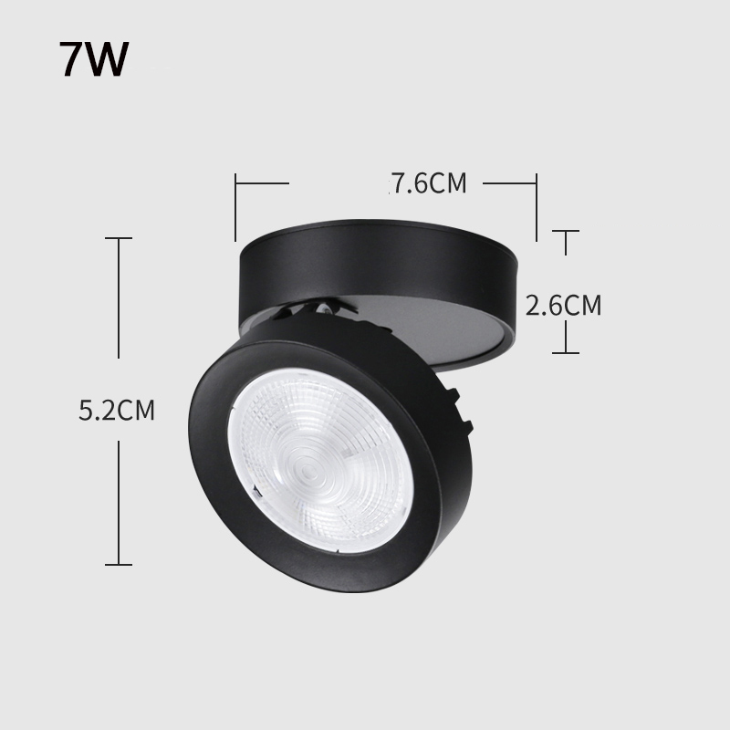 Spot led downlight sammenleggbar taklampe led spotlight 7w 12w 15w utenpåliggende aluminium takspotter lampe for hjemmebedrift: S / Lilla