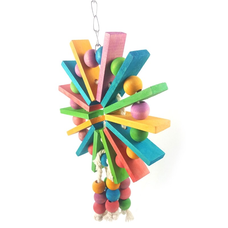 Pet Parrot Toys Wooden Hanging Cage Toys for Parrots Bird Funny Hanging Standing Toy Pet Bird Training Supplies