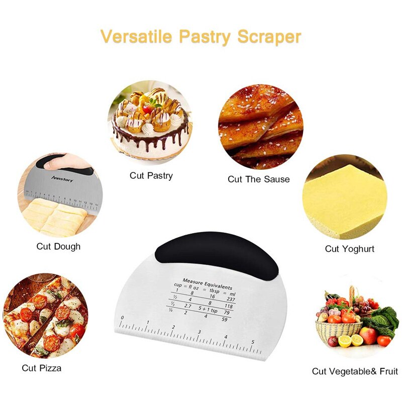 Cortador de repostería y Raspador Set batidora de masa de acero inoxidable, espátula-cortador de masa para Pizza/galletas-Picadora herramientas para masa para hornear