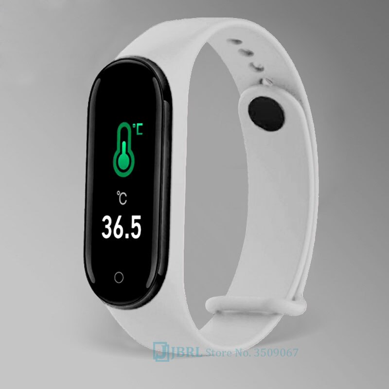 Più nuovo Temperatura Intelligente Wristband Degli Uomini Delle Donne Bluetooth Smartband Laides di Fitness Mens Del Braccialetto di Android IOS Phone Heart Rate Orologio: silicone white