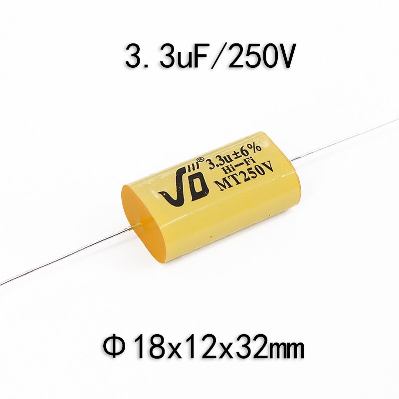 Divisor de frecuencia de altavoz, circuito de filtro cruzado, condensador de polipropileno sin polaridad, 1,0 uF-5,6 uF, 250V, 2 uds.: 3.3uF