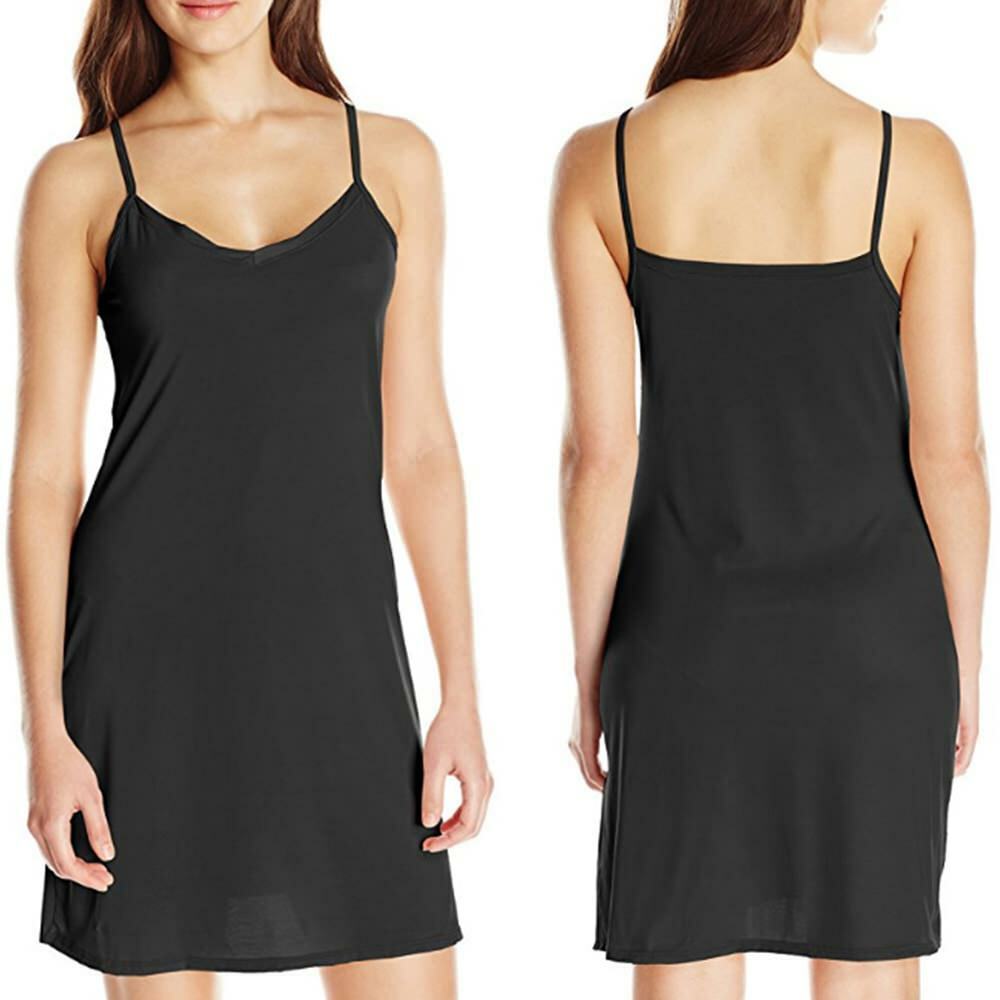 Sous-robe pour femmes, Lingerie, jupon complet, sous-jupe respirante, col en v, vêtements de nuit pour femmes, 2024: 7XL / Black