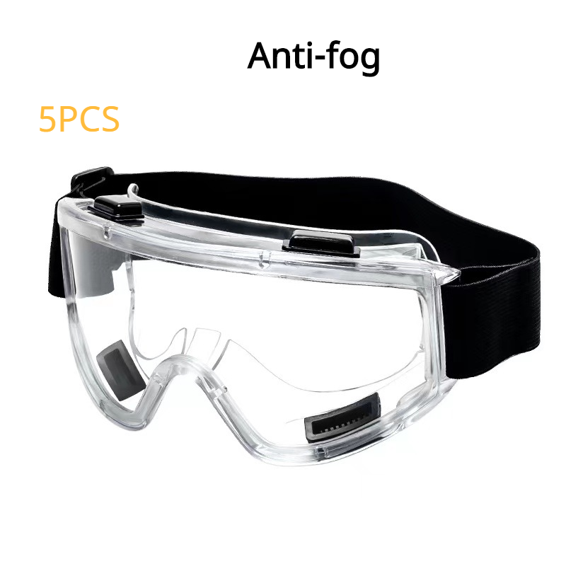 Sikkerhedsbrille anti-stænk støvtæt vindtæt laboratoriebriller øjenbeskyttelse industriel forskning sikkerhedsbriller klar linse: 5 stk anti-dug klar