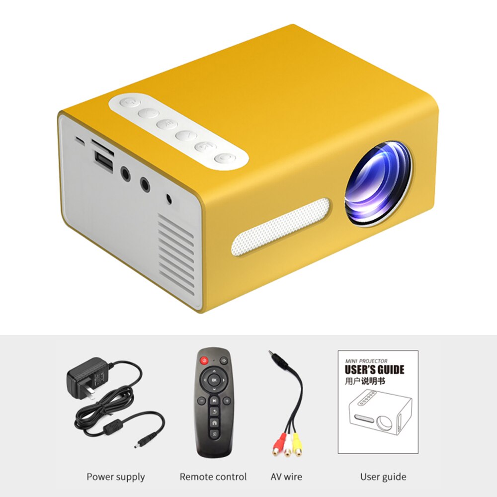 Buianuwod t300 led mini projetor 640x480 pixels suporta 1080p hdmi usb de áudio portátil projetor casa media player vídeo: color2 / Eu Plug