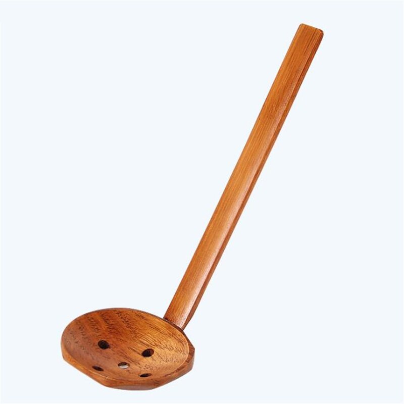 1Pc Lange Steel Houten Lepel Ramen Pot Vergiet Gebruiksvoorwerpen Ramen Soep Lepels Servies Keukengereedschap Tool Japanse Stijl: Colander
