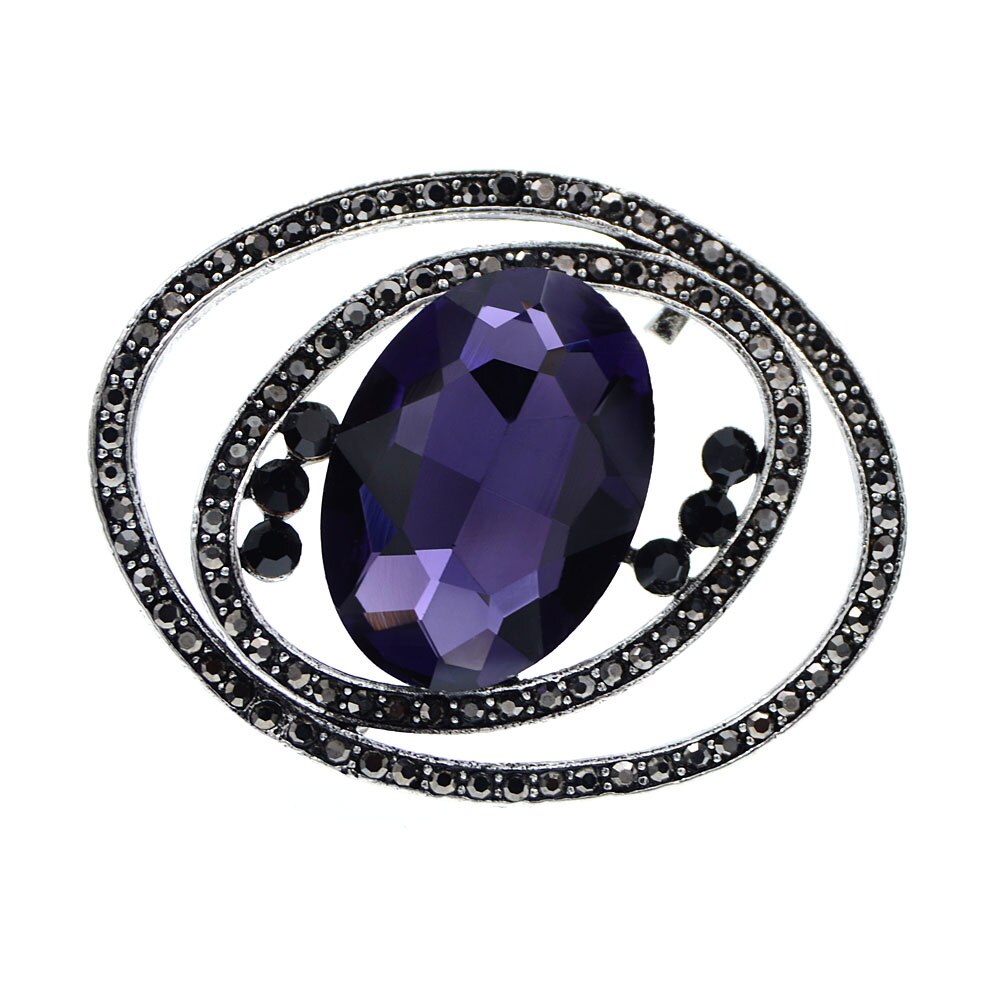 Cindy xiang vintage ovil broches para as mulheres de cristal bonito brilhante casaco pino moda jóias novo design alta qualidade: purple