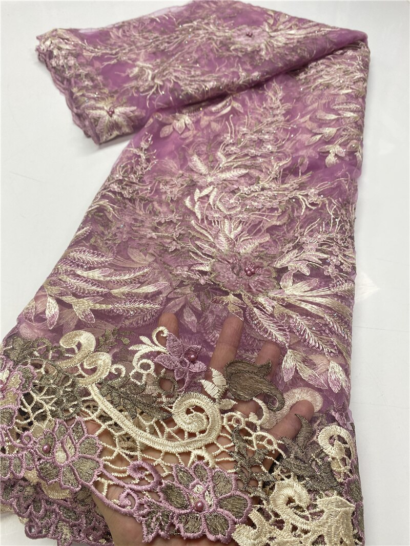 African Lace Fabric Beaded Lace French Lace Fabric Sewing Nigerian Lace Fabrics For Wedding Sewing YA3651B-6: Picture 7