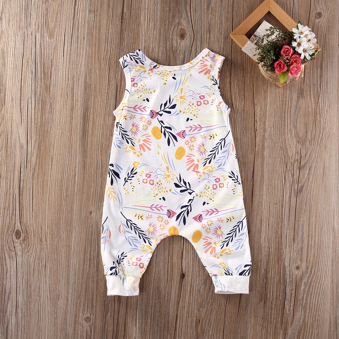 Romper do bebê sem mangas Criança Crianças Menino Menina Romper Floral Playsuit Roupas Outfit