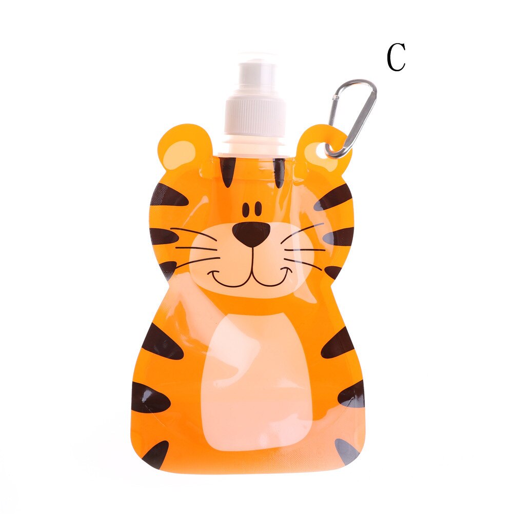 300-350ml miljøvenlig foldbar tegneserie dyr vandpose rejse drikke flaske sikker til børn børn: C