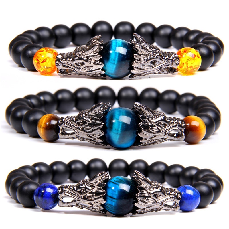 Drachen herren accessoires braslet für frauen bracelete feminino pulseras mujer moda männer armbänder natürliche stein perlen Armbinde