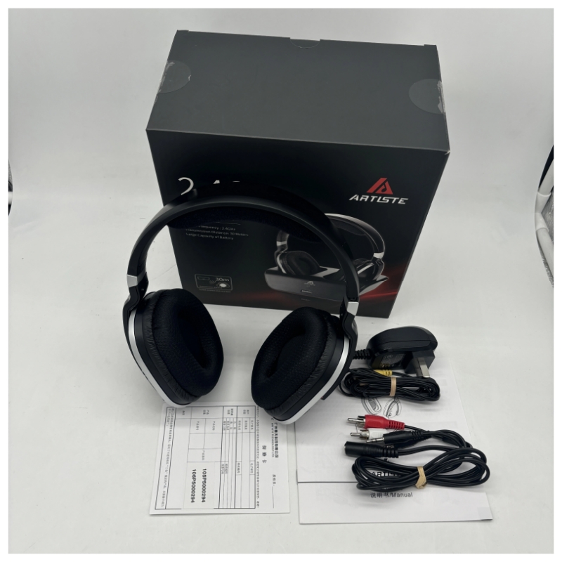 Artiste adh 300 draadloze tv-hoofdtelefoon 2.4 ghz digitale over-ear stereo headset voor  tv 100ft afstandszenders oplaadstation