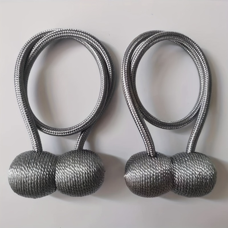 2pcs/pair Magnetic Curtain Tiebacks, Earphone Curtain Holdbacks, Bathroom Shower Curtain Accessories: Donkergrijs