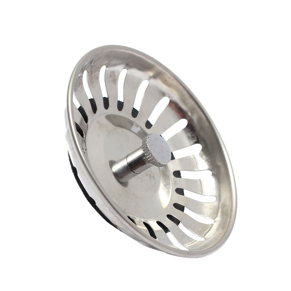 Stainless Steel Home Kitchen Sink Drain Stopper Basket Strainer Waste Plug 83mm