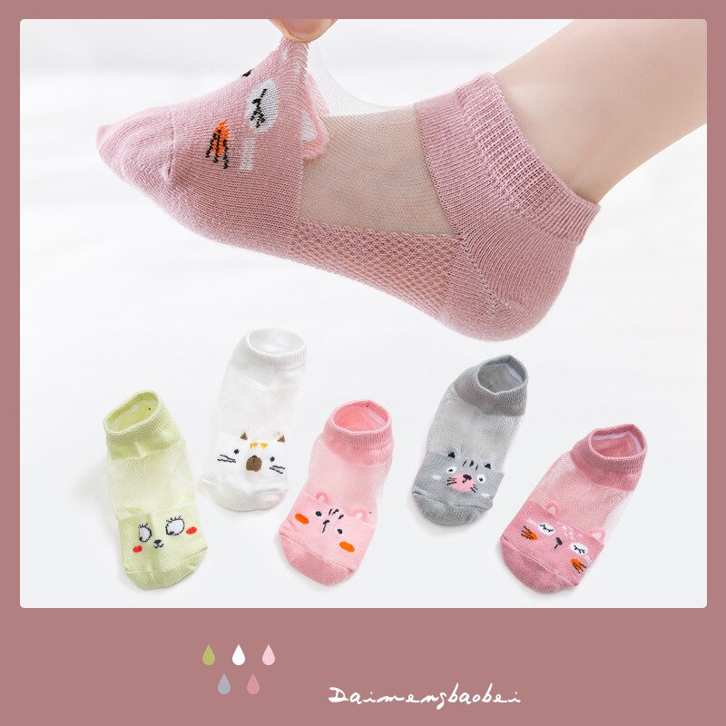 5 Paren/partij Kinderen Katoenen Sokken Mesh Sokken Jongen Meisje Baby Baby Ultradunne Mode Ademend Effen Voor Zomer 0-12T Teens Kids: 5Pairs Style4 / L 5-8Years old