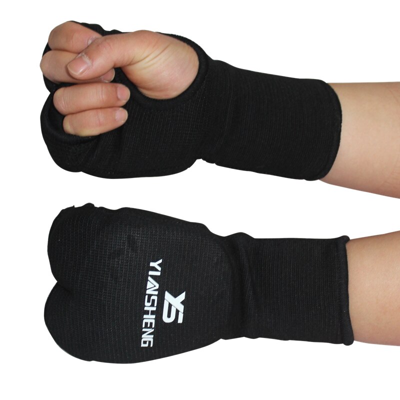 Fri storlek karate muay thai handskar palmskydd mma kampsport händerskydd tkd skyddsboxar boxning grappling redskapsdynor svart