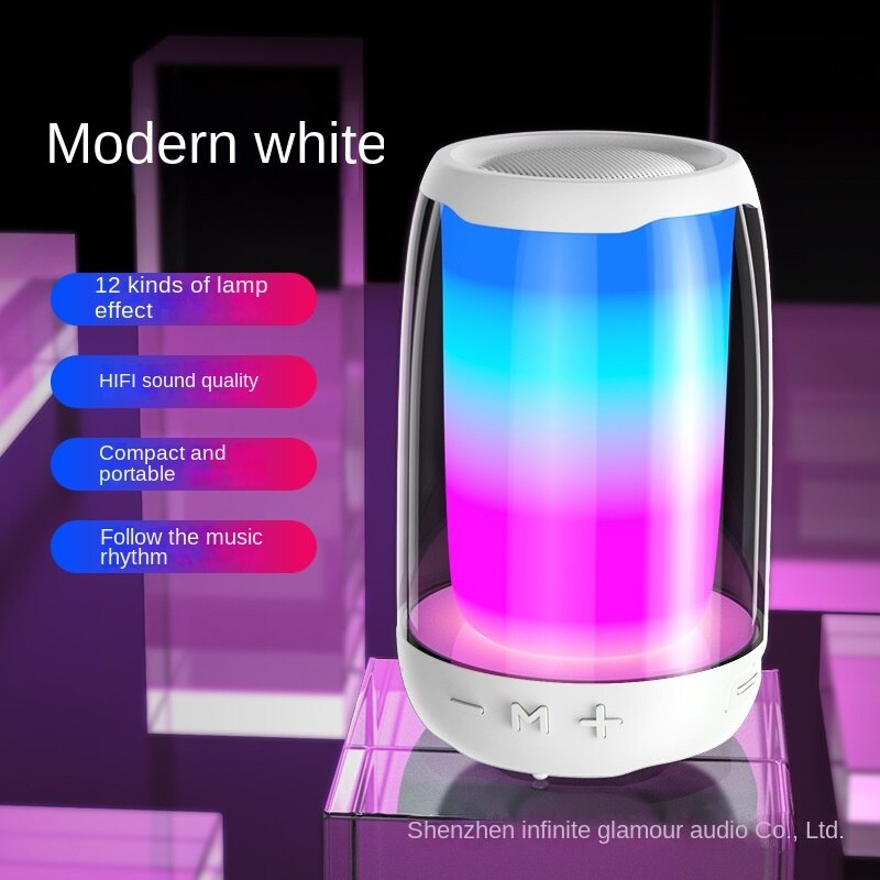 Kabelloser bluetooth-lautsprecher, mini, klein, mit hoher lautstärke, für den haushalt, mobiltelefon, subwoofer, tragbar, für den außenbereich: Weiß