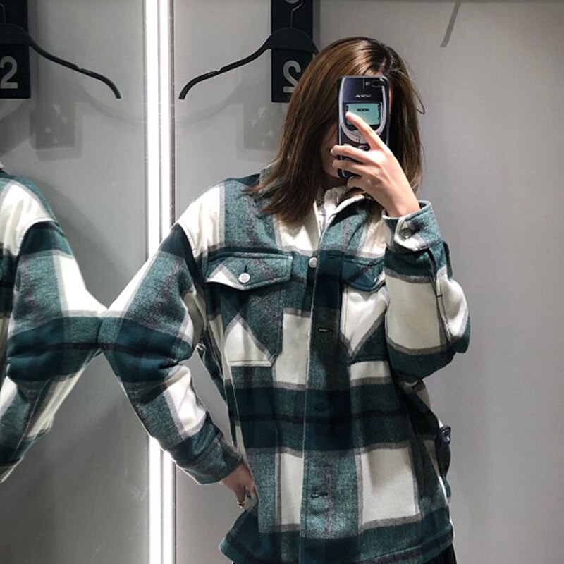 Winter coats and jackets women cute plaid jacket loose korean jackets ladies oversized jacket winter coats female Autumn: M