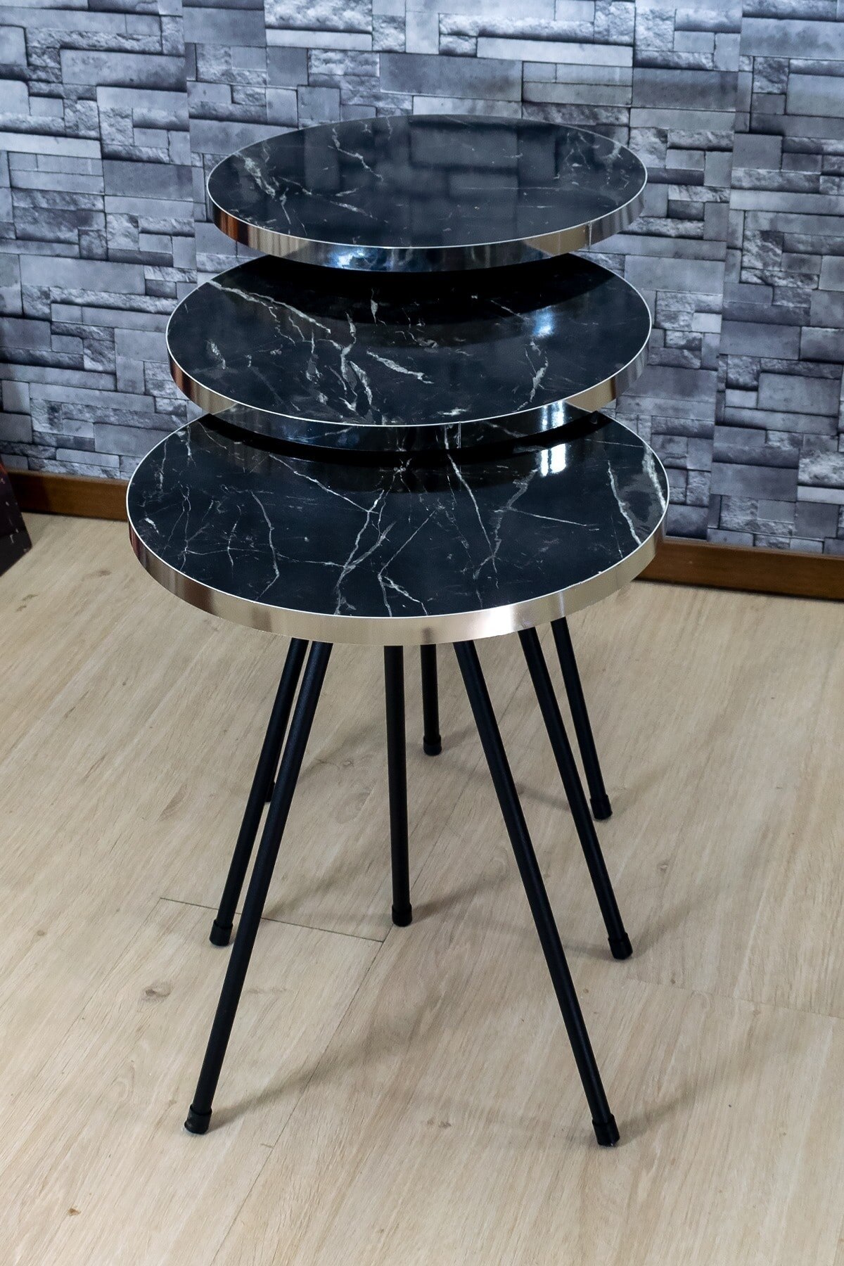 3 pièces table basse bois moderne canapé table d'appoint meubles de maison mignon salon chevet petite table ronde créative décor à la maison: black gray