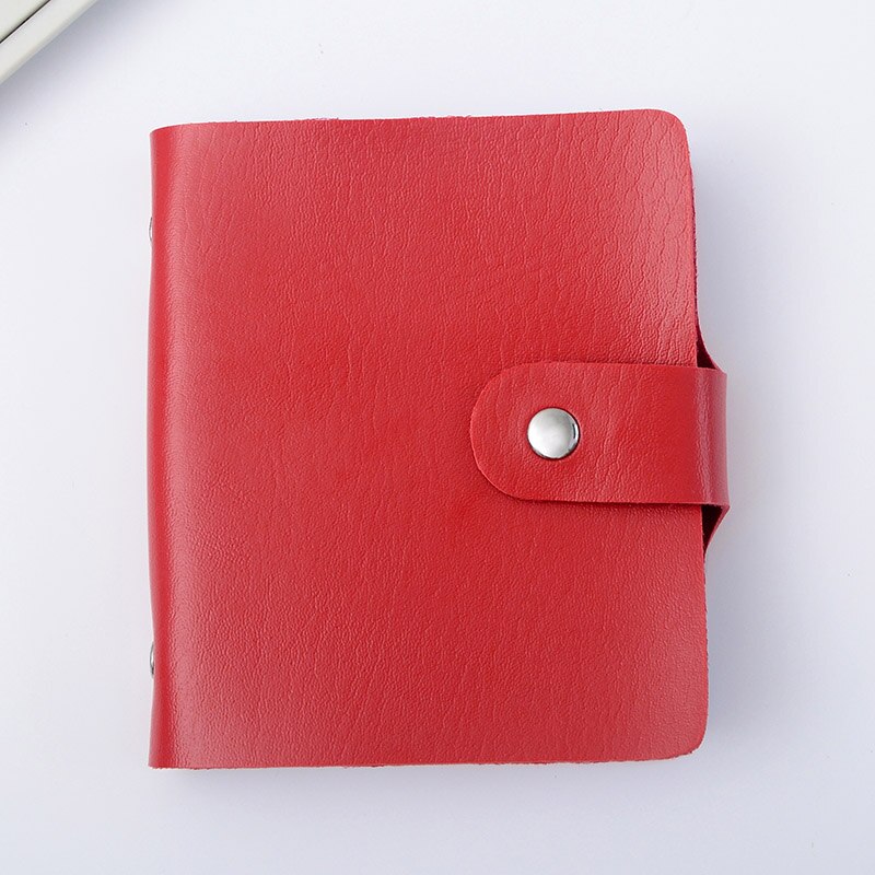 Mini PU Name Card Holder Card package Business Card Holder Card Book Leather Office School Supplies: Red