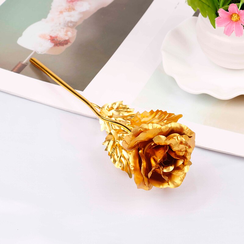24k folie forgyldt rose guld rose bryllupsdekoration blomst valentinsdag elskers rose kunstig guld / lilla / rød / blå / rose: Guld