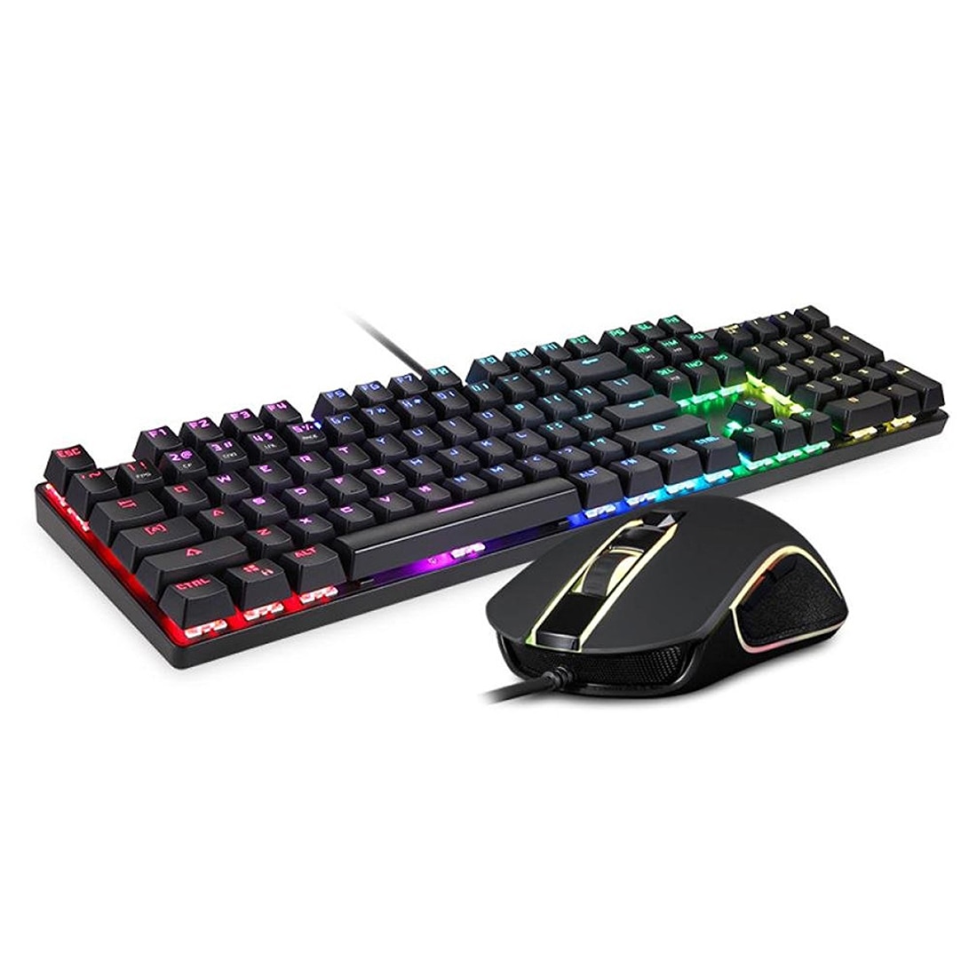 Ensemble clavier et souris de jeu Motospeed CK888 avec rétro-éclairage arc-en-ciel pour bureau
