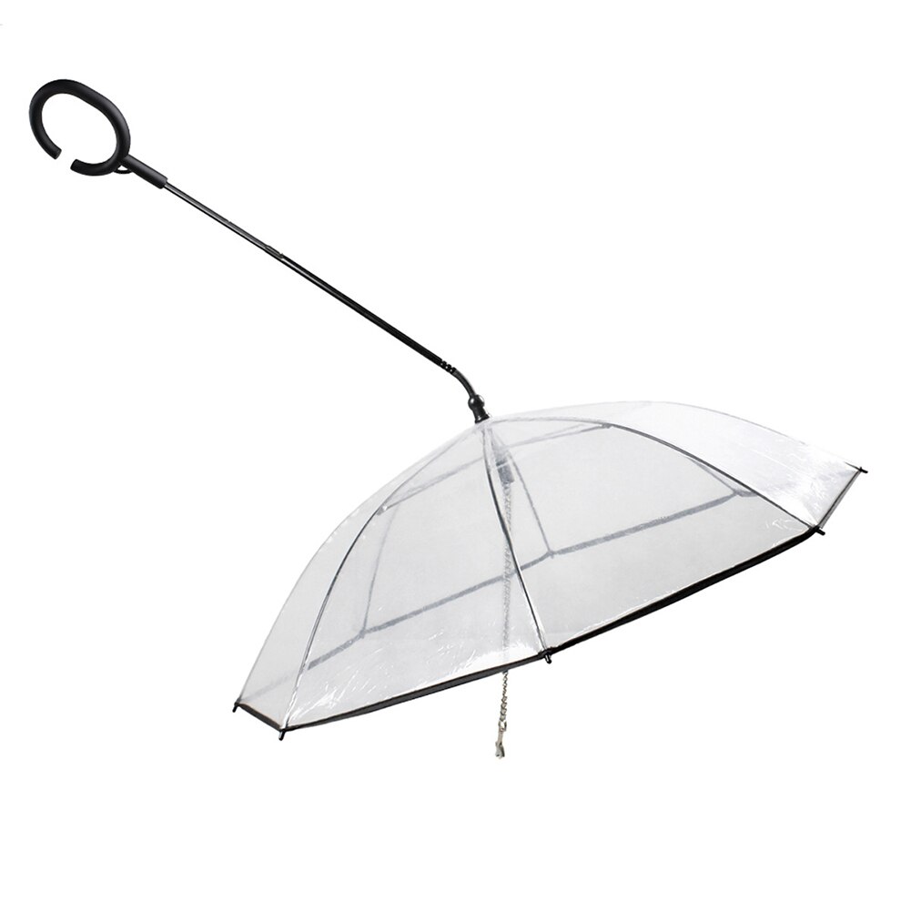 Paraguas para mascotas transparente, portátil, con correa integrada, correa para caminar para perros, impermeable con asa para lluvia, con cables para perros