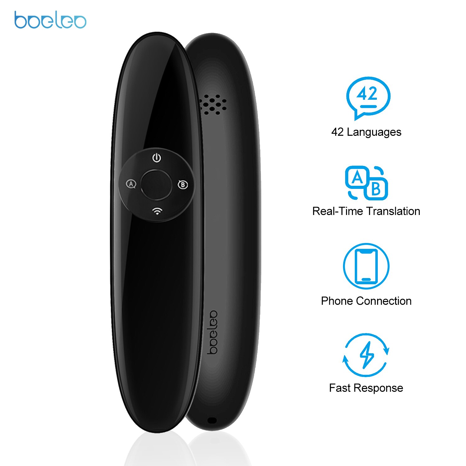 Portable Two-Way Translation 42 Languages Real Time Instant Voice Translator Device APP Support Repeat Translation for Learning: Black