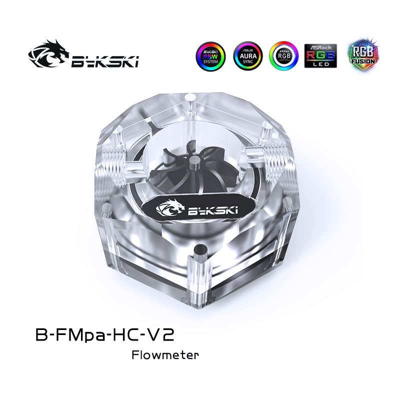 Bykski Hexagon Water Flow Meter, Flowing Monitoring For Computer Water Cooling, RGB/ARGB SYNC, B-FMpa-HC-V2